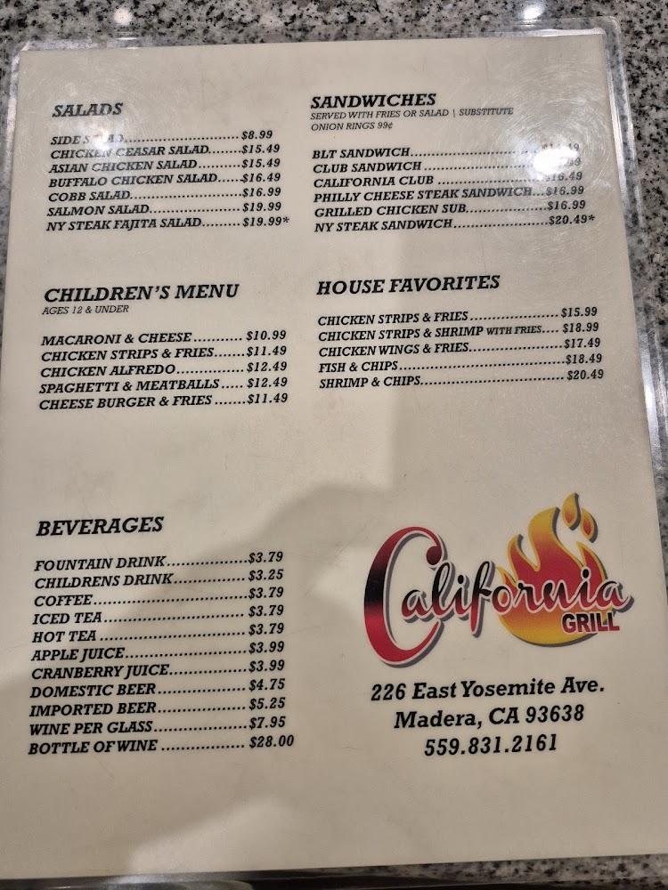 California Grill Menu image 1