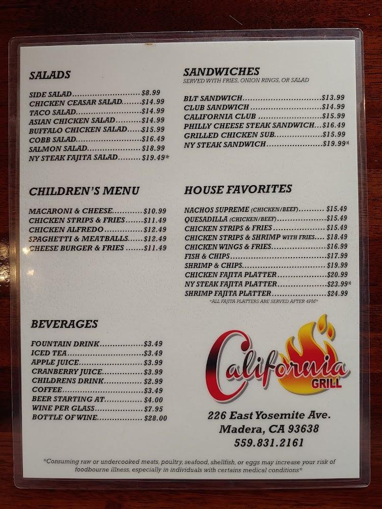 California Grill Menu image 3